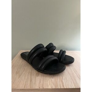 Sorel Ella II Puff Slide Sandals Black Women Size 7